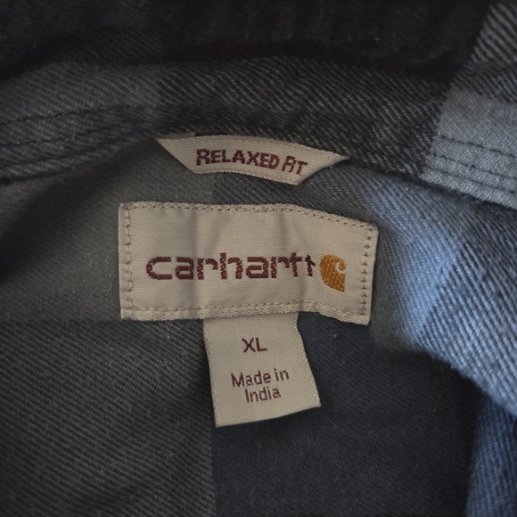 Carhartt Navy and Light Blue Plaid Men's Flannel Shirt Size XL - Picture 7 of 7